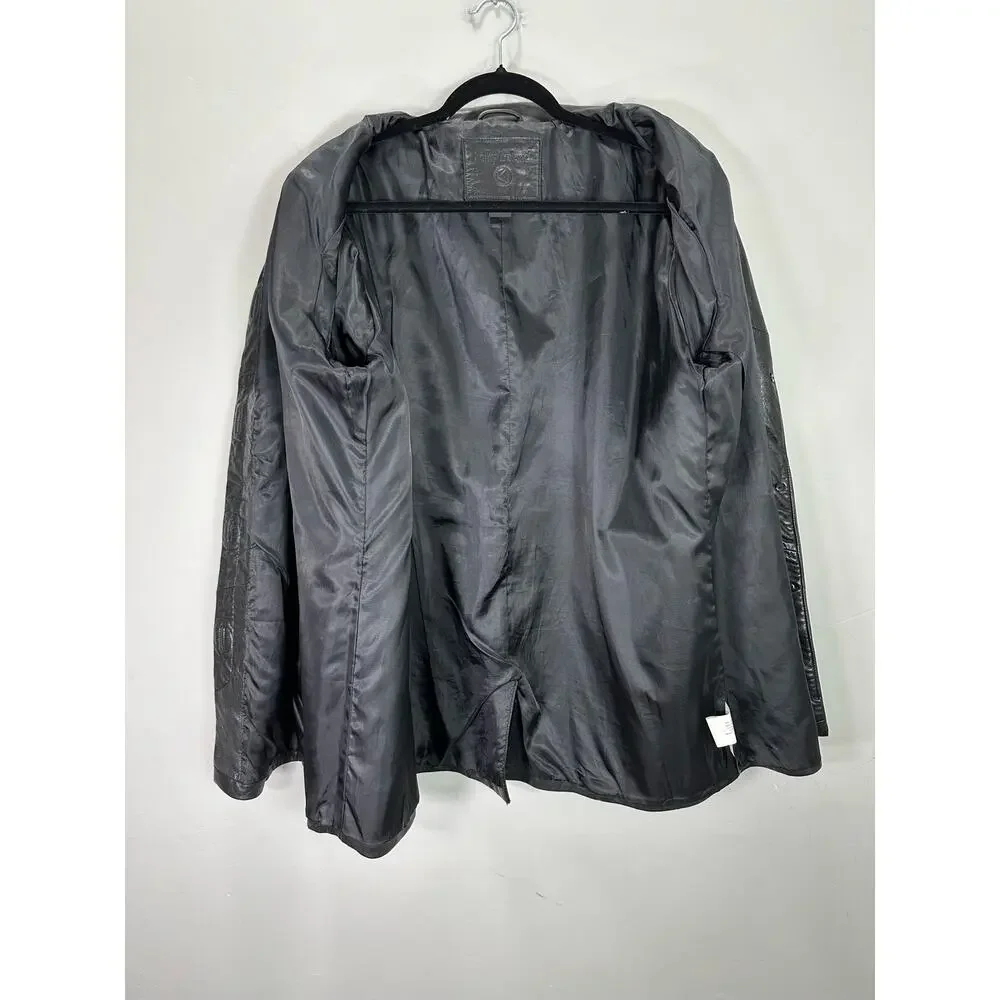 Kathy Ireland Classic Black Car Length Leather Jacket Pockets Plus Size 1X